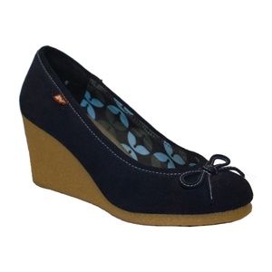 BC Footwear Take a Walk Navy Suede Wedge